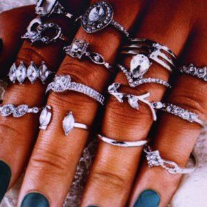 Oval Opal 10 Piece Vintage Style Ring Set